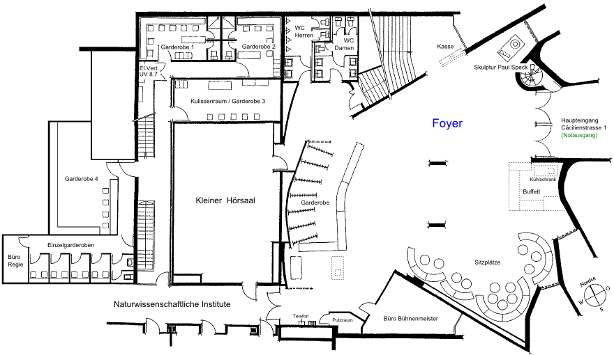 Aula Rämibühl: Grundriss Foyer