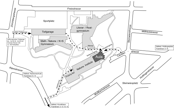 Wegbeschreibung Kantonsschule Rämibühl